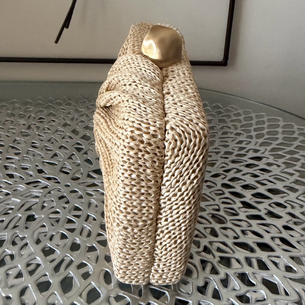 Cult Gaia Lisse Knotted Raffia Clutch Bag with Gold Closure NWT - Picture 10 of 13